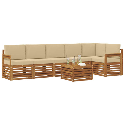 Sektionsoffgrupp 7 pcs Naturlig och Beige Massivt Akaciaträ