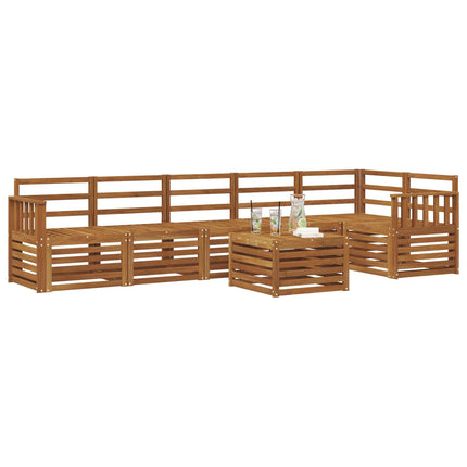 Sektionsoffgrupp 7 pcs Naturfärg Massivt Akaciaträ