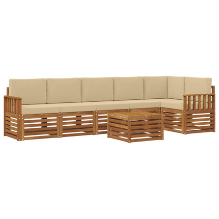 Utomhussoffset 7 st Naturlig och Beige Polyester