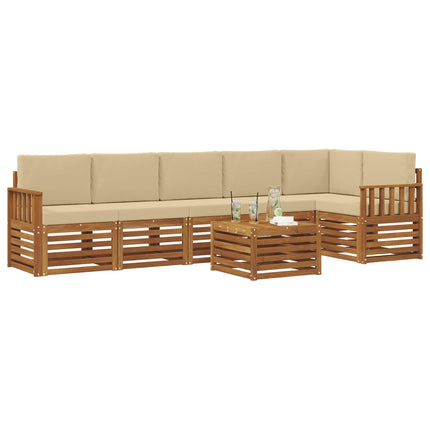 Sektionsoffgrupp 7 pcs Naturlig och Beige Massivt Akaciaträ