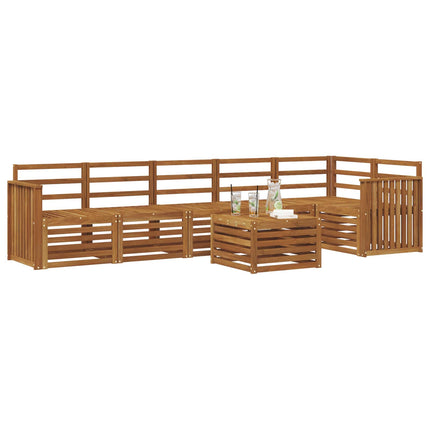 Sektionsoffgrupp 7 pcs Naturfärg Massivt Akaciaträ