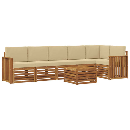 Sektionsoffgrupp 7 pcs Naturlig och Beige Massivt Akaciaträ