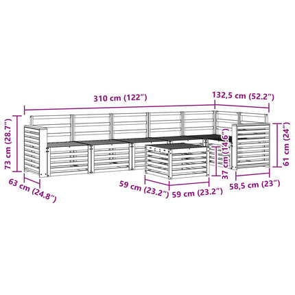 Sektionsoffgrupp 7 pcs Naturfärg Massivt Akaciaträ