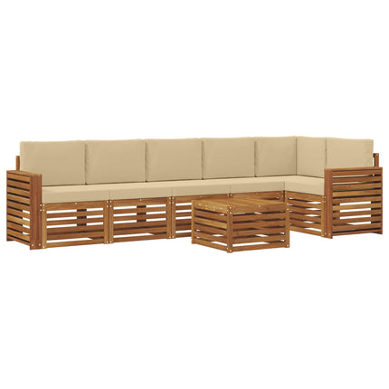 Utomhussoffset 7 st Naturlig och Beige Polyester