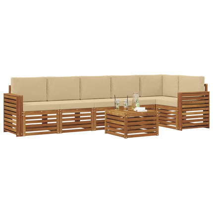 Sektionsoffgrupp 7 pcs Naturlig och Beige Massivt Akaciaträ