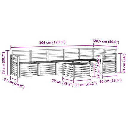 Sektionsoffgrupp 7 pcs Naturfärg Massivt Akaciaträ