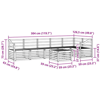 Sektionsoffgrupp 7 pcs Naturfärg Massivt Akaciaträ