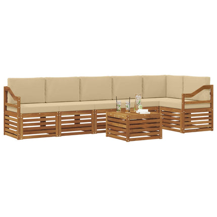 Sektionsoffgrupp 7 pcs Naturlig och Beige Massivt Akaciaträ