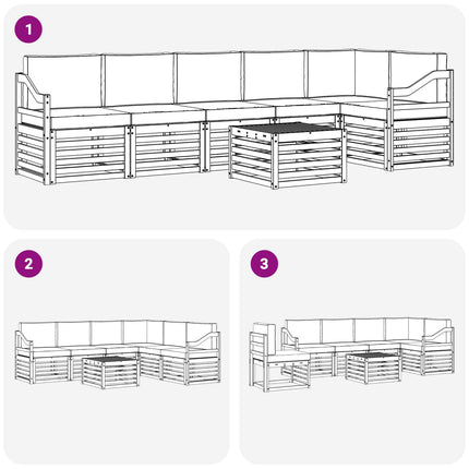 Sektionsoffgrupp 7 pcs Naturlig och Beige Massivt Akaciaträ