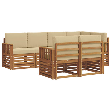 Utomhussoffset 7 st Naturlig och Beige Polyester