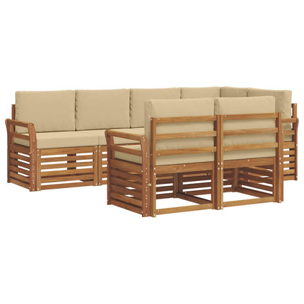 Sektionsoffgrupp 7 pcs Naturlig och Beige Massivt Akaciaträ