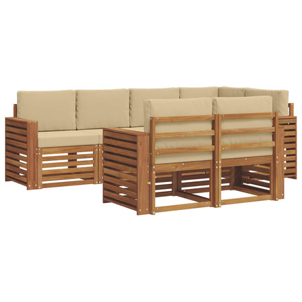 Utomhussoffset 7 st Naturlig och Beige Polyester