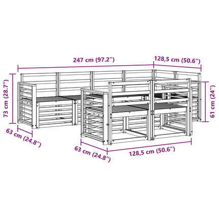 Soffgrupper 7 pcs Naturfärg Massivt Akaciaträ