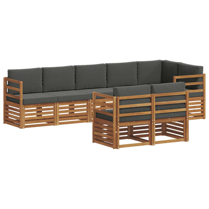 Soffgrupper 8 pcs Naturlig och Antracit Massivt Akaciaträ