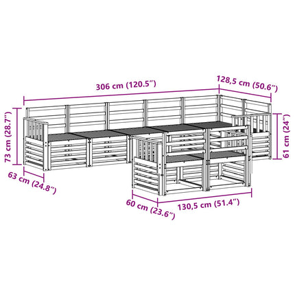 Soffgrupper 8 pcs Naturfärg Massivt Akaciaträ