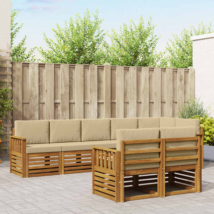 Soffgrupper 8 pcs Naturlig och Beige Massivt Akaciaträ