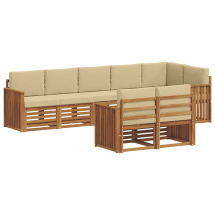 Soffgrupper 8 pcs Naturlig och Beige Massivt Akaciaträ
