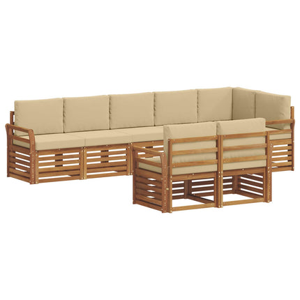Soffgrupper 8 pcs Naturlig och Beige Massivt Akaciaträ