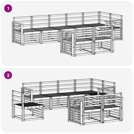 Soffgrupper 8 pcs Naturfärg Massivt Akaciaträ