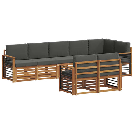 Soffgrupper 8 pcs Naturlig och Antracit Massivt Akaciaträ