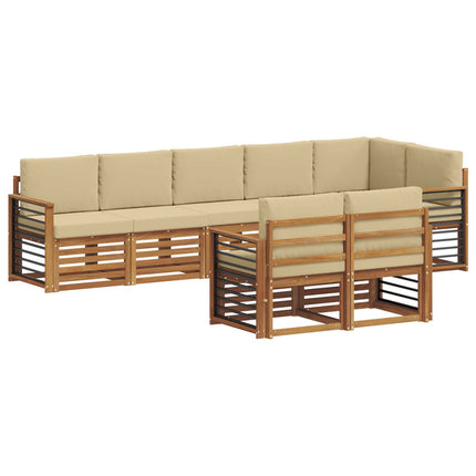 Soffgrupper 8 pcs Naturlig och Beige Massivt Akaciaträ