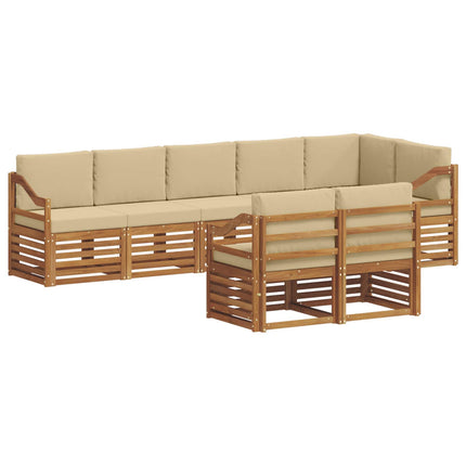Soffgrupper 8 pcs Naturlig och Beige Massivt Akaciaträ