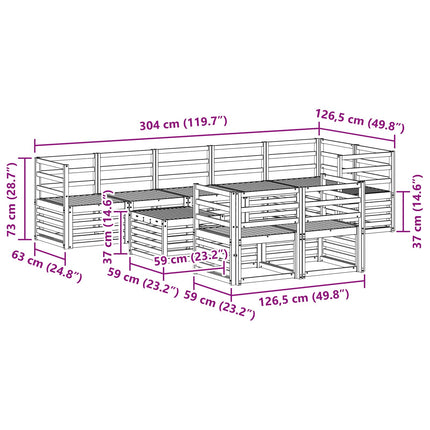 Soffgrupper 9 pcs Naturfärg Massivt Akaciaträ