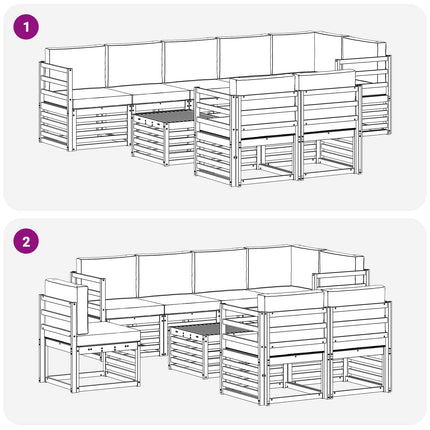Soffgrupper 9 pcs Naturlig och Antracit Massivt Akaciaträ