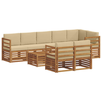Utomhussoffset 9 st Naturlig och Beige Polyester