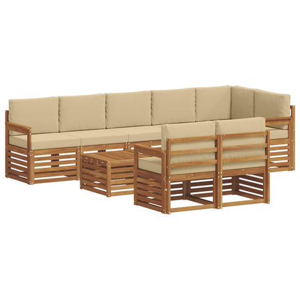 Soffgrupper 9 pcs Naturlig och Beige Massivt Akaciaträ