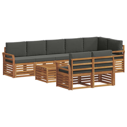 Soffgrupper 9 pcs Naturlig och Antracit Massivt Akaciaträ