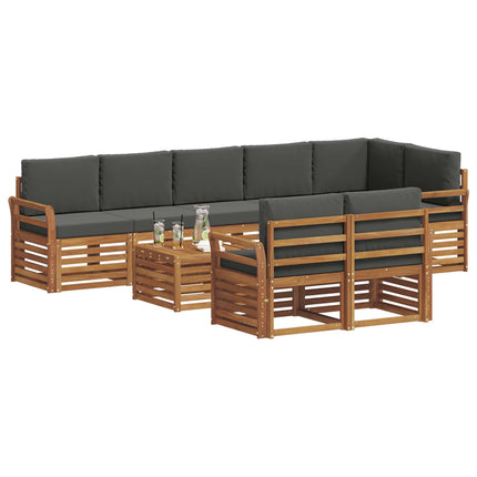 Soffgrupper 9 pcs Naturlig och Antracit Massivt Akaciaträ
