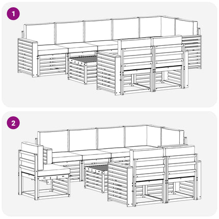 Soffgrupper 9 pcs Naturlig och Grädde Massivt Akaciaträ