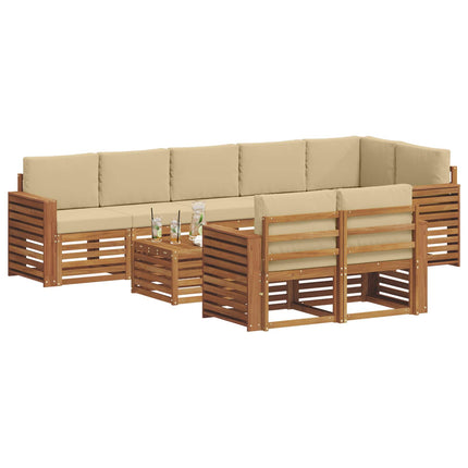 Utomhussoffset 9 st Naturlig och Beige Polyester