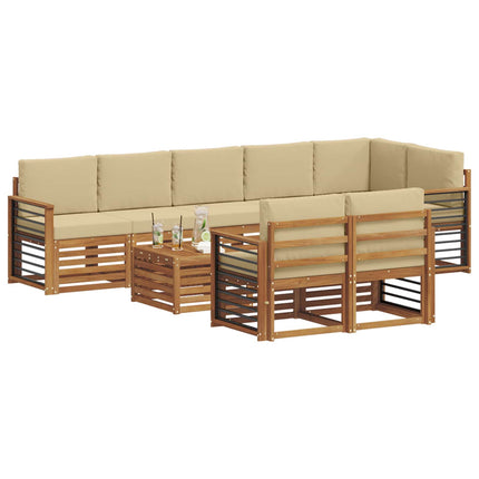 Utomhussoffset 9 st Naturlig och Beige Polyester