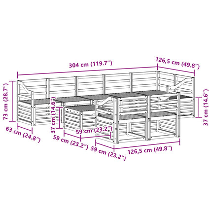 Soffgrupper 9 pcs Naturfärg Massivt Akaciaträ