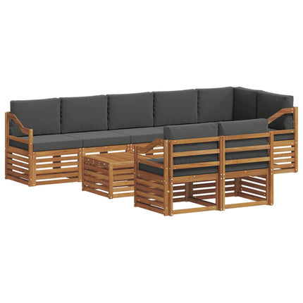Soffgrupper 9 pcs Naturlig och Antracit Massivt Akaciaträ