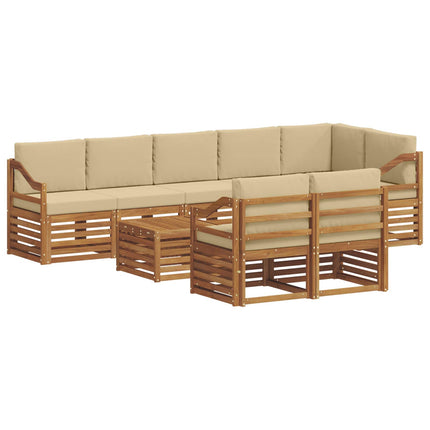 Utomhussoffset 9 st Naturlig och Beige Polyester