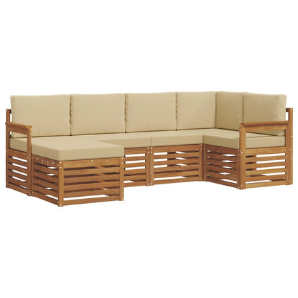 Utomhussoffset 6 st Naturlig och Beige Polyester