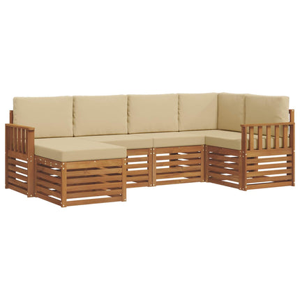 Utomhussoffset 6 st Naturlig och Beige Polyester
