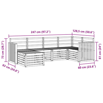 Sektionsoffgrupp 6 pcs Naturfärg Massivt Akaciaträ
