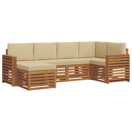 Utomhussoffset 6 st Naturlig och Beige Polyester