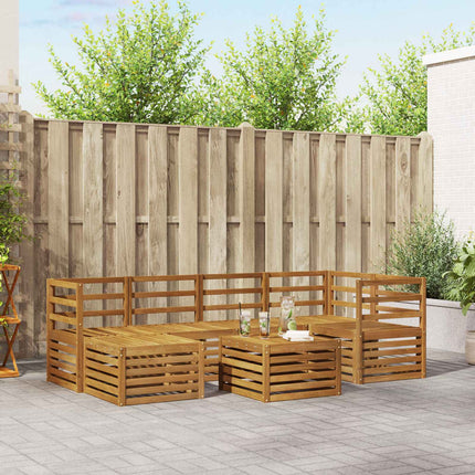 Sektionsoffgrupp 7 pcs Naturfärg Massivt Akaciaträ
