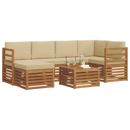 Utomhussoffset 7 st Naturlig och Beige Polyester