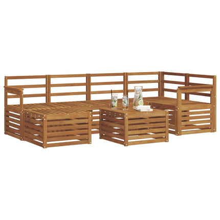 Sektionsoffgrupp 7 pcs Naturfärg Massivt Akaciaträ
