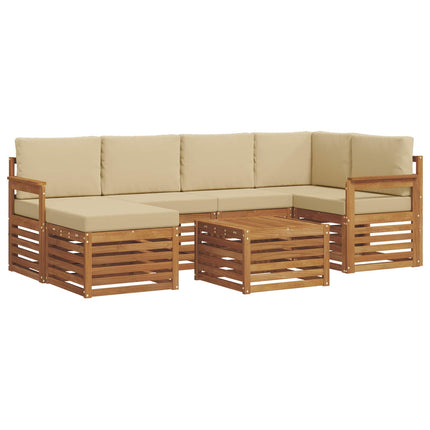 Sektionsoffgrupp 7 pcs Naturlig och Beige Massivt Akaciaträ