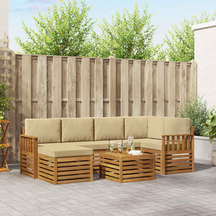Sektionsoffgrupp 7 pcs Naturlig och Beige Massivt Akaciaträ