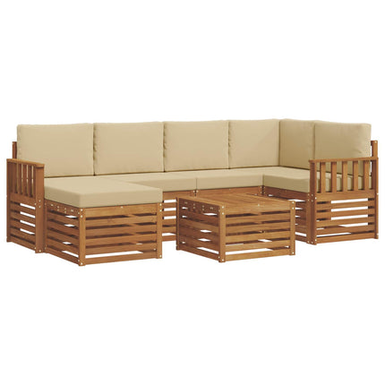 Utomhussoffset 7 st Naturlig och Beige Polyester