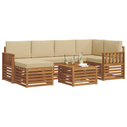 Sektionsoffgrupp 7 pcs Naturlig och Beige Massivt Akaciaträ