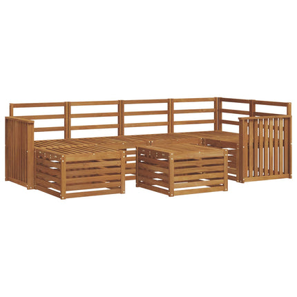 Sektionsoffgrupp 7 pcs Naturfärg Massivt Akaciaträ